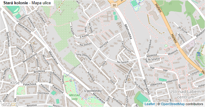 Stará kolonie - mapa ulice