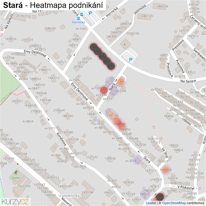 Mapa Stará - Firmy v ulici.