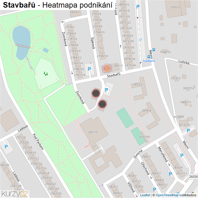 Mapa Stavbařů - Firmy v ulici.