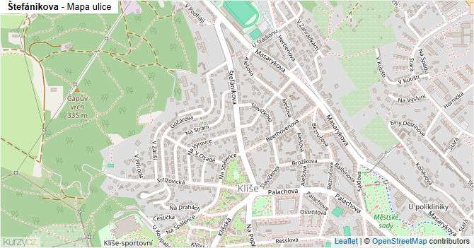 Štefánikova - mapa ulice