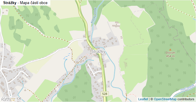 Strážky - mapa části obce