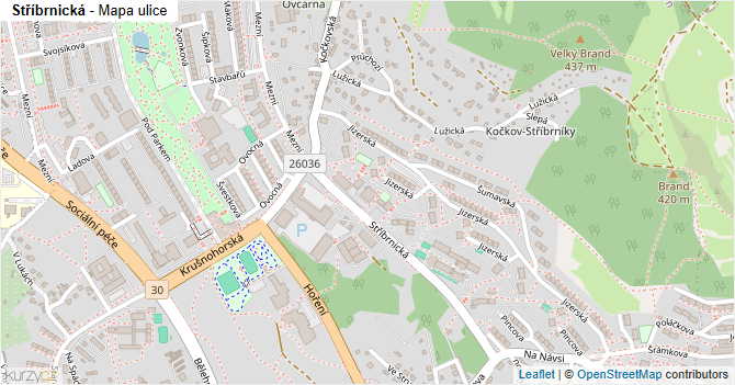 Stříbrnická - mapa ulice