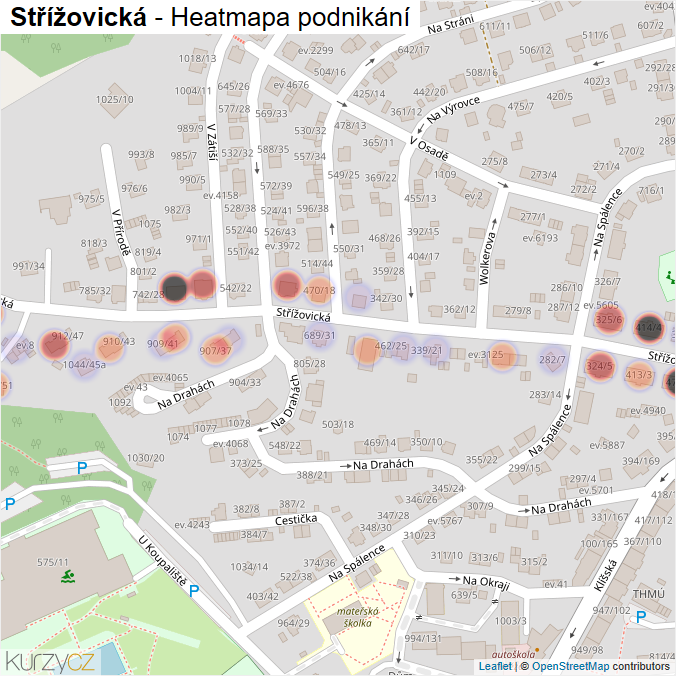 Mapa Střížovická - Firmy v ulici.