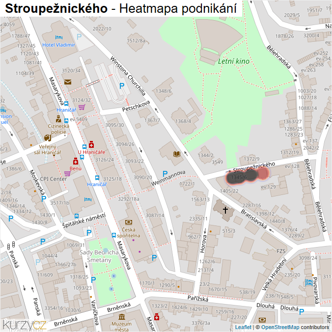 Mapa Stroupežnického - Firmy v ulici.