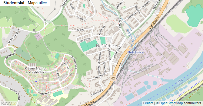 Studentská - mapa ulice