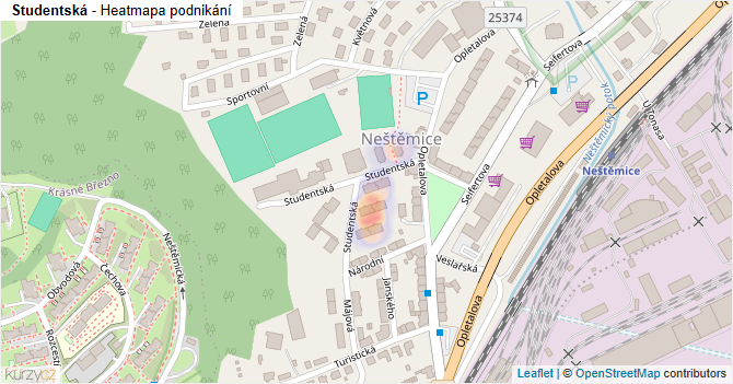 Studentská - mapa podnikání