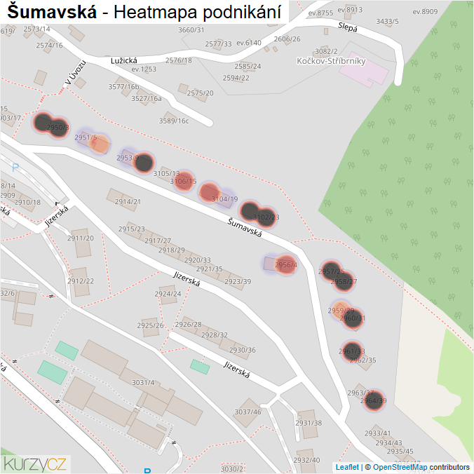 Mapa Šumavská - Firmy v ulici.