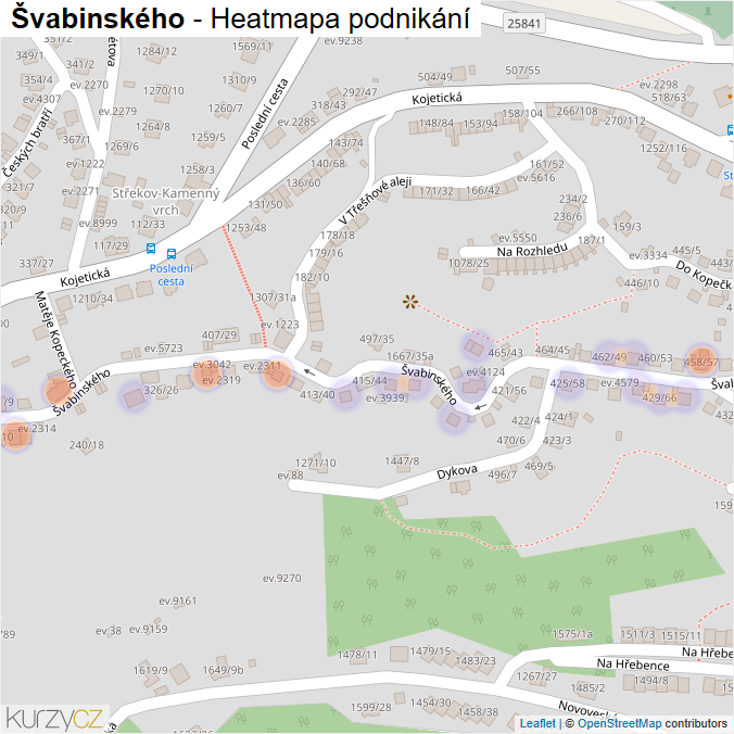 Mapa Švabinského - Firmy v ulici.