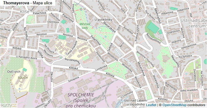 Thomayerova - mapa ulice