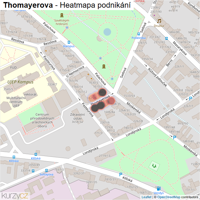 Mapa Thomayerova - Firmy v ulici.