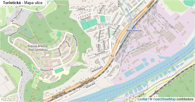 Turistická - mapa ulice