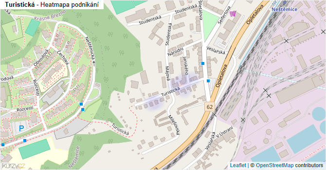 Turistická - mapa podnikání
