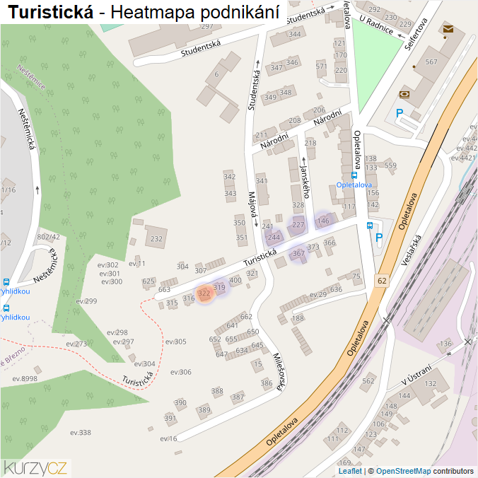 Mapa Turistická - Firmy v ulici.