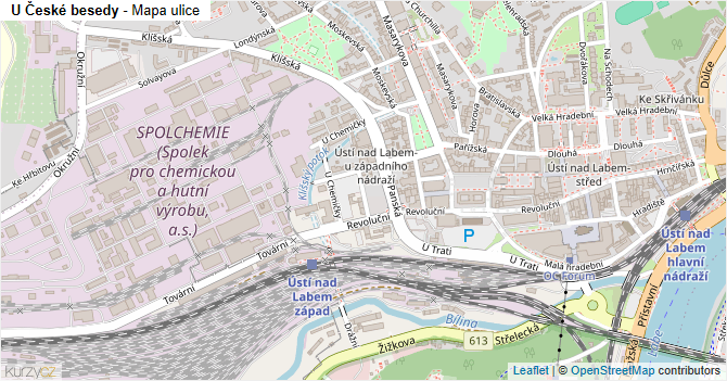 U České besedy - mapa ulice