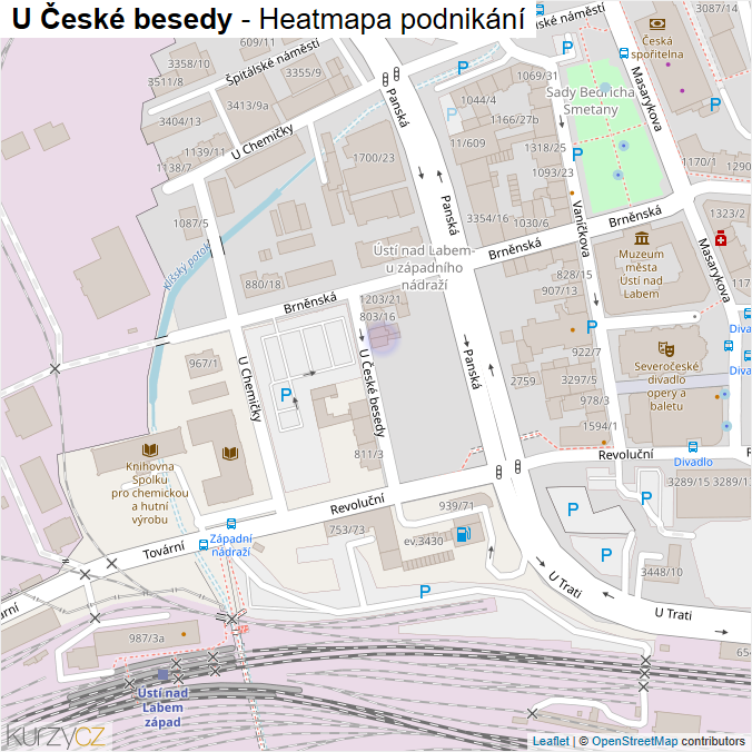 Mapa U České besedy - Firmy v ulici.