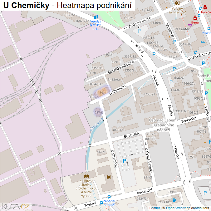 Mapa U Chemičky - Firmy v ulici.