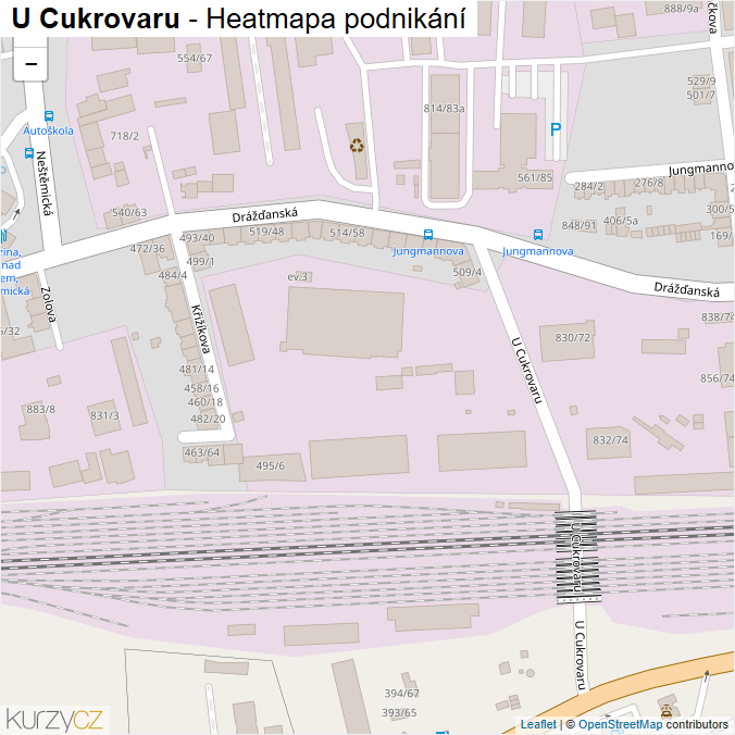 Mapa U Cukrovaru - Firmy v ulici.