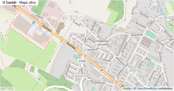U Garáží - mapa ulice