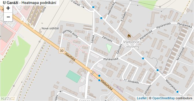 U Garáží - mapa podnikání