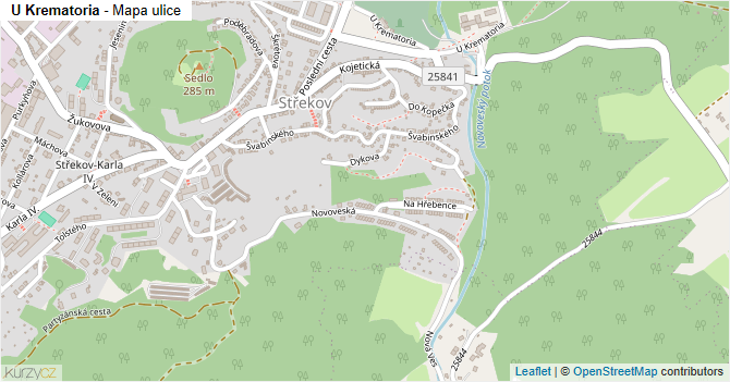 U Krematoria - mapa ulice