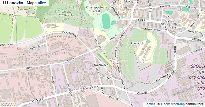 U Lanovky - mapa ulice