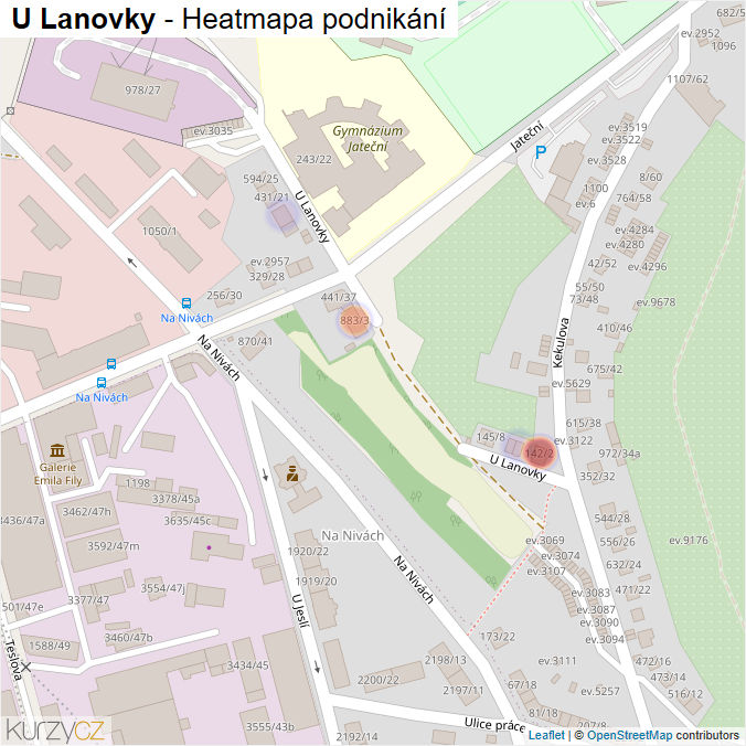 Mapa U Lanovky - Firmy v ulici.