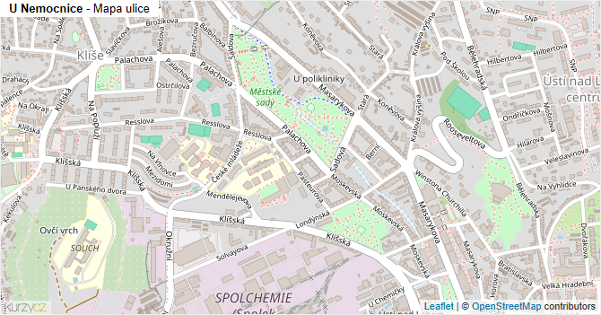U Nemocnice - mapa ulice