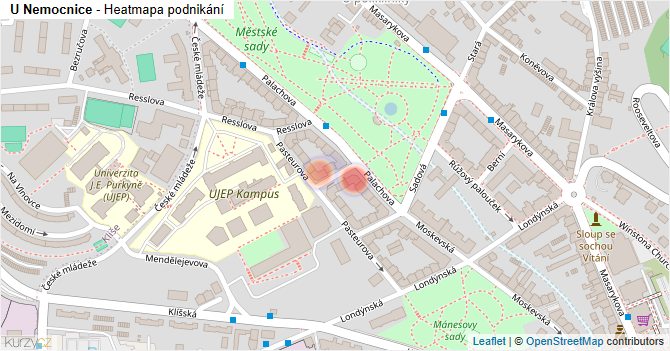 U Nemocnice - mapa podnikání