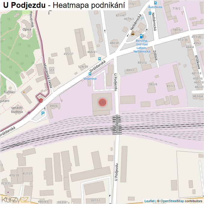 Mapa U Podjezdu - Firmy v ulici.
