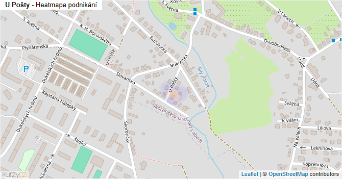 U Pošty - mapa podnikání