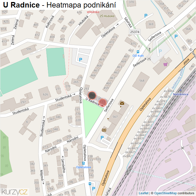 Mapa U Radnice - Firmy v ulici.