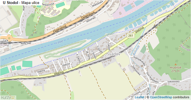 U Stodol - mapa ulice