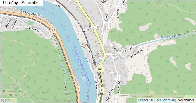 U Točny - mapa ulice
