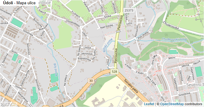 Údolí - mapa ulice