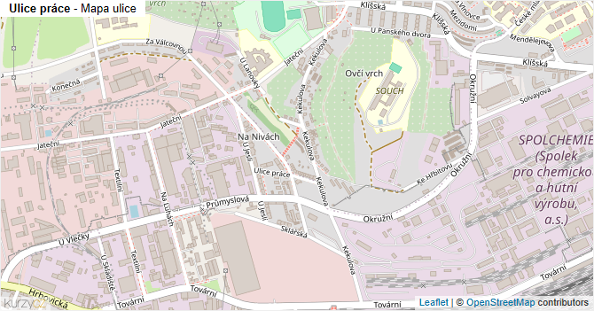 Ulice práce - mapa ulice