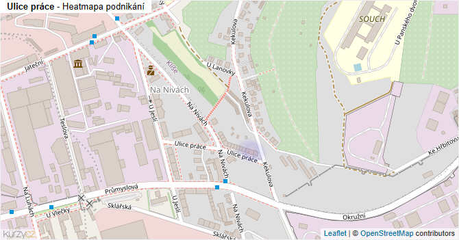 Ulice práce - mapa podnikání