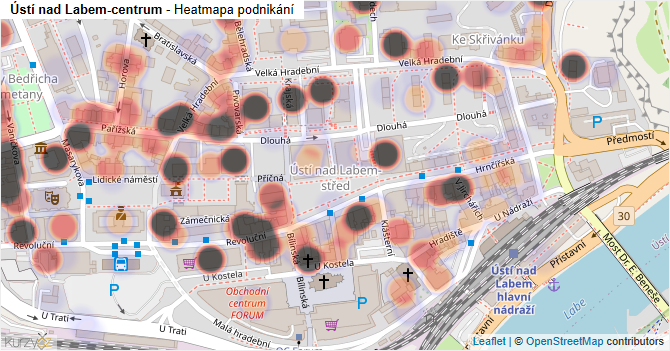 Ústí nad Labem-centrum - mapa podnikání