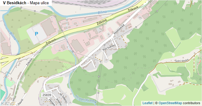 V Besídkách - mapa ulice