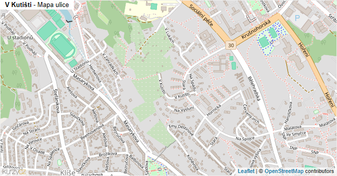 V Kutišti - mapa ulice