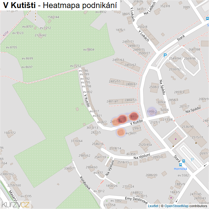 Mapa V Kutišti - Firmy v ulici.