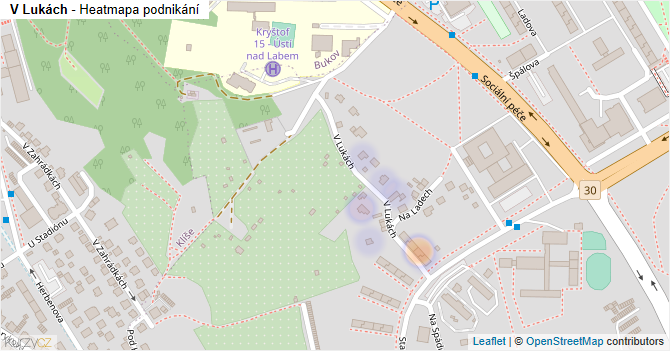 V Lukách - mapa podnikání