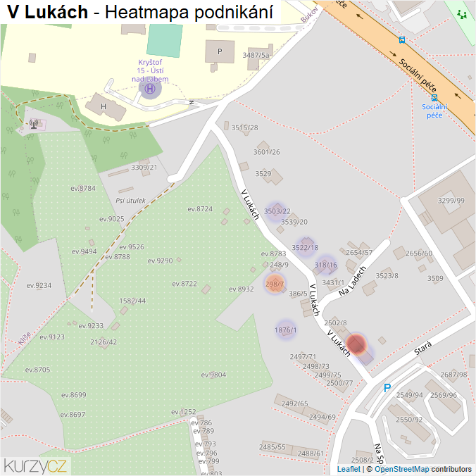 Mapa V Lukách - Firmy v ulici.