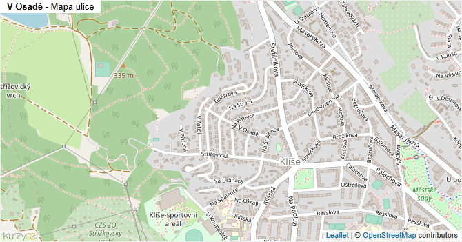 V Osadě - mapa ulice