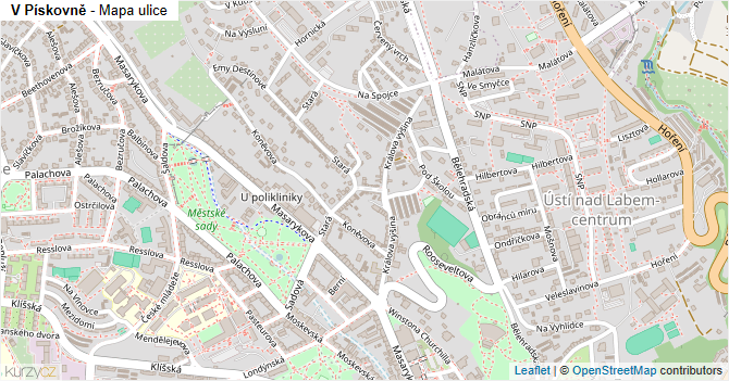 V Pískovně - mapa ulice