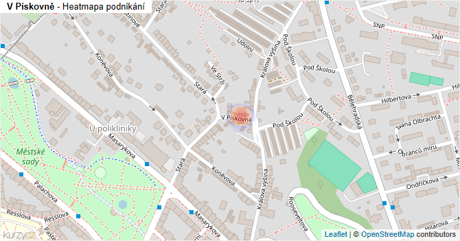 V Pískovně - mapa podnikání