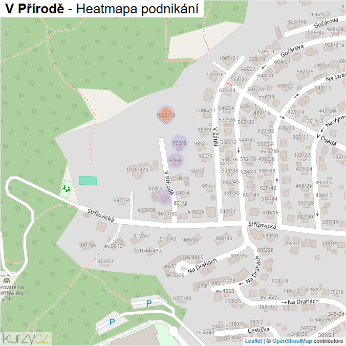Mapa V Přírodě - Firmy v ulici.