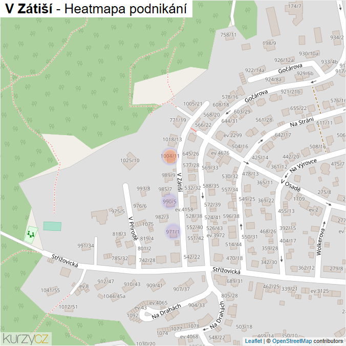 Mapa V Zátiší - Firmy v ulici.