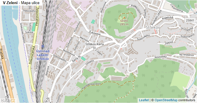 V Zeleni - mapa ulice