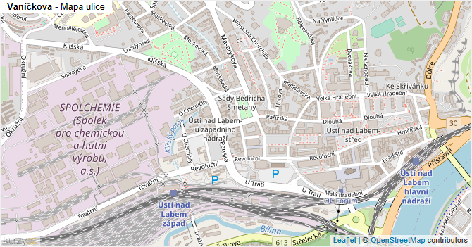 Vaníčkova - mapa ulice