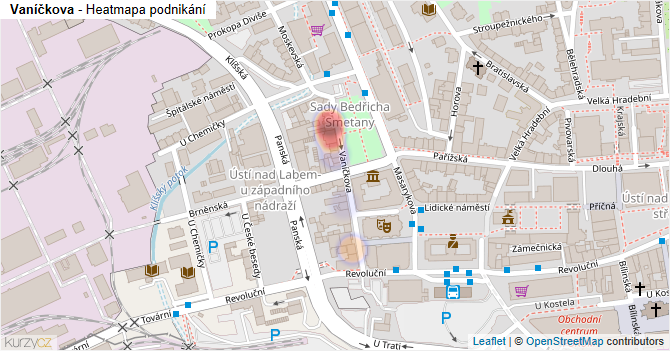 Vaníčkova - mapa podnikání